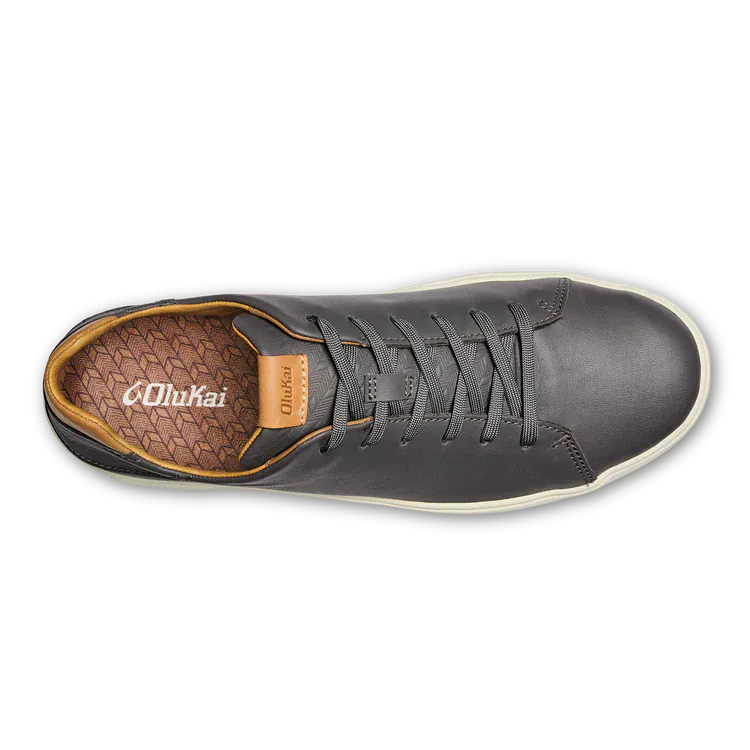 OluKai Men's Lae'ahi Li'Ili Leather Sneakers- Stone/Stone - Image 5