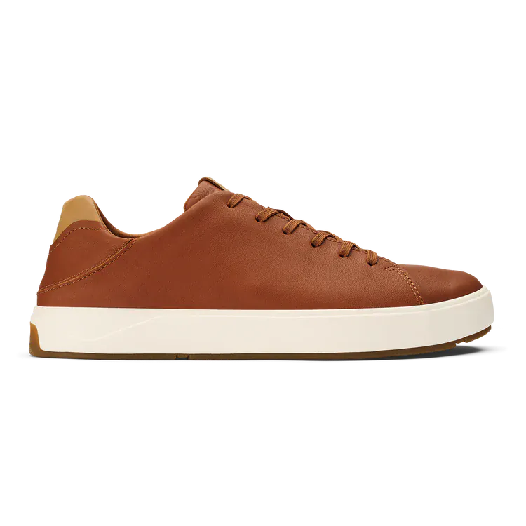 OluKai Men's Lae'ahi Li'Ili Leather Sneakers- Kukui Brown