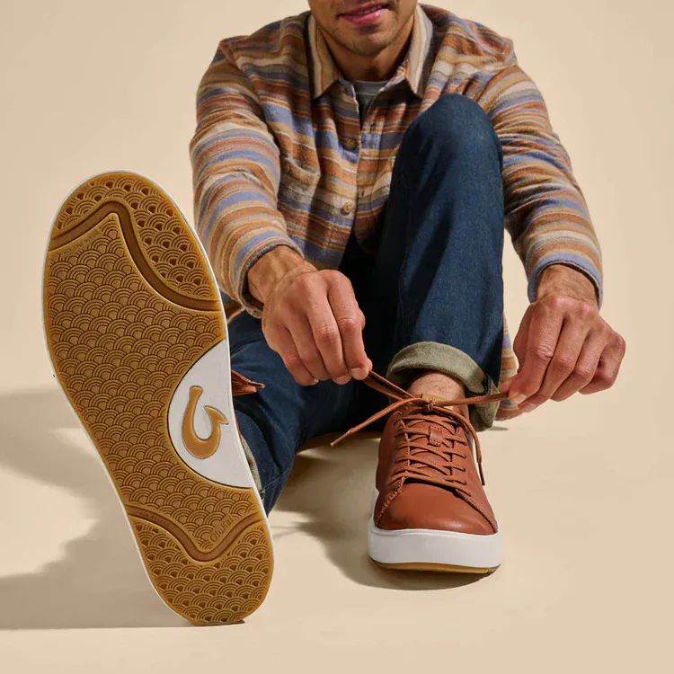 OluKai Men's Lae'ahi Li'Ili Leather Sneakers- Kukui Brown - Image 6