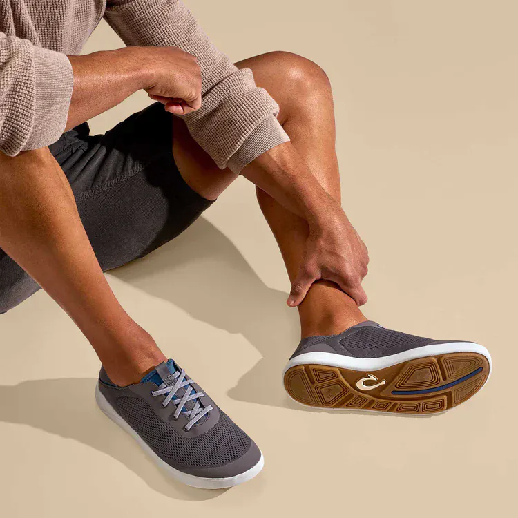 OluKai Men's Moku Pae Slip Ons- Pavement/Vintage Blue - Image 4