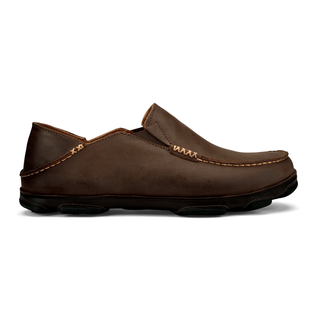 OluKai Men's Moloa Slip Ons- Dark Wood/Dark Java