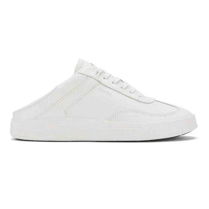OluKai Women's Ha'upu Leather Sneakers- Bright White - Image 2