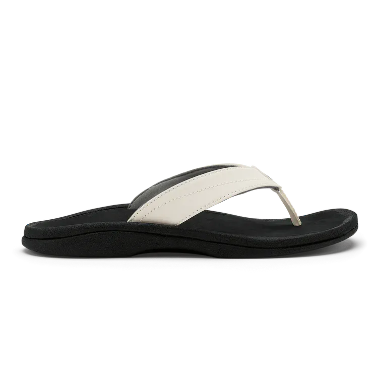 OluKai Women's Ohana Sandals- Bright White/ Black