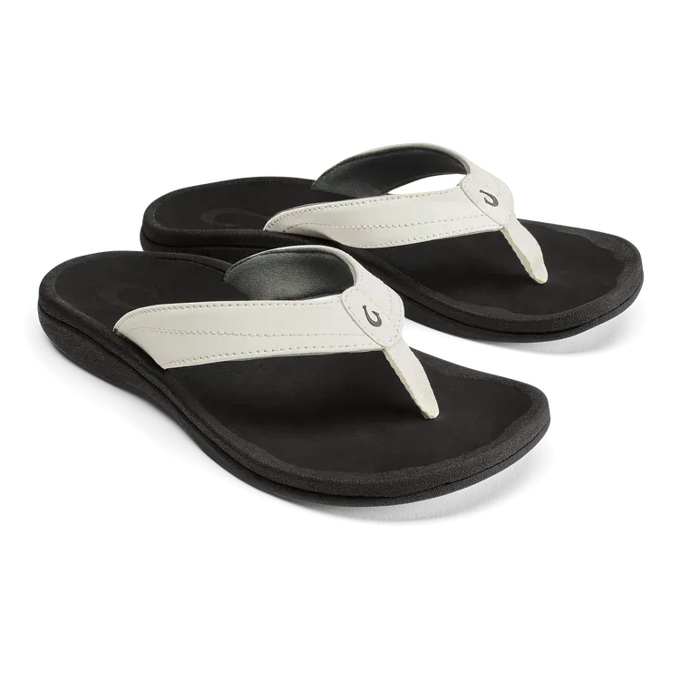 OluKai Women's Ohana Sandals- Bright White/ Black - Image 2