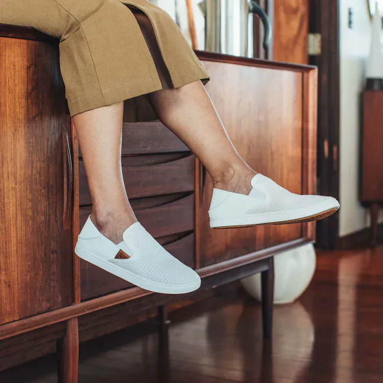 OluKai Women's Pehuea Slip Ons- Bright White - Image 3