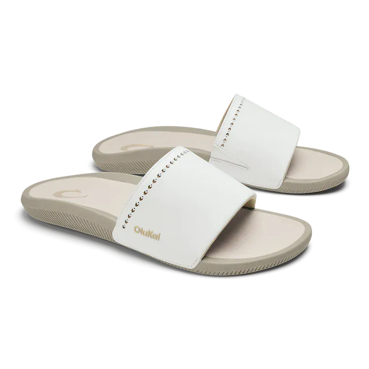 OluKai Women's Ulele Slides- Bright White/ Tapa - Image 2