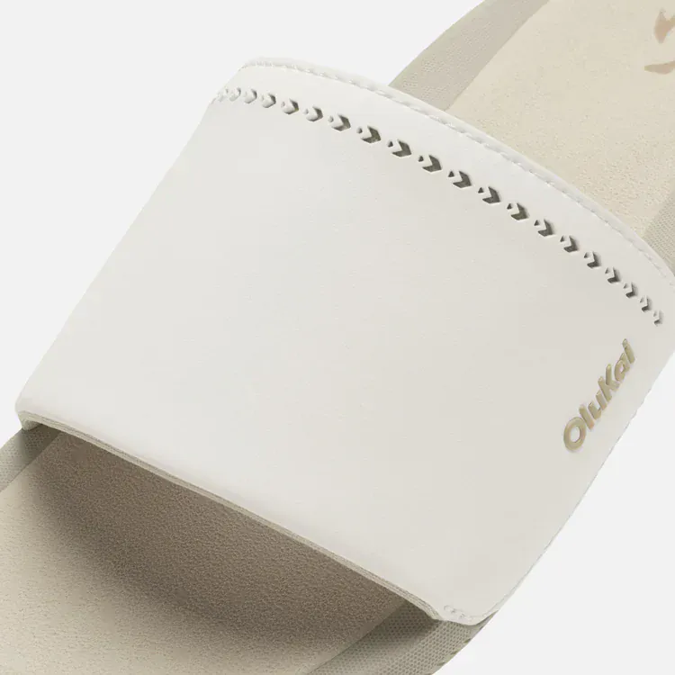 OluKai Women's Ulele Slides- Bright White/ Tapa - Image 3