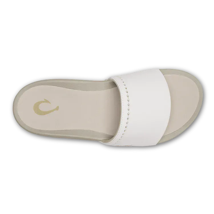 OluKai Women's Ulele Slides- Bright White/ Tapa - Image 4