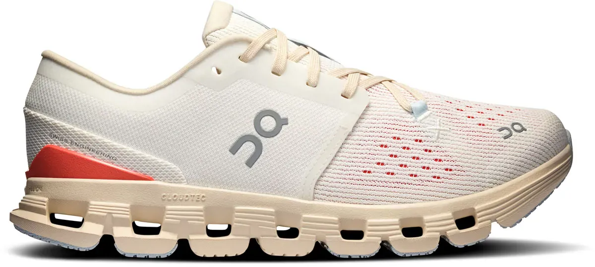 On Cloud Women's Cloud X4 Running Shoes- Ivory/ Salmon