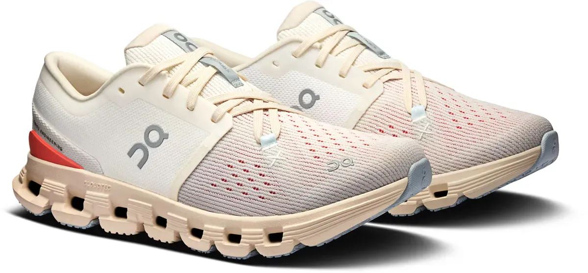 On Cloud Women's Cloud X4 Running Shoes- Ivory/ Salmon - Image 4