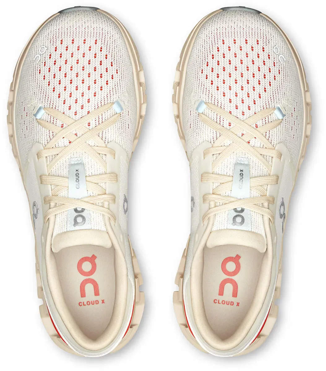 On Cloud Women's Cloud X4 Running Shoes- Ivory/ Salmon - Image 5