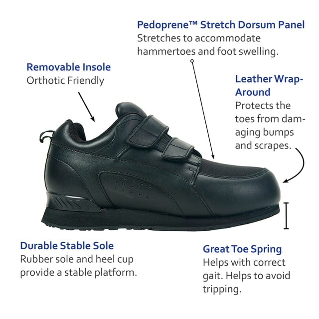 Pedors Unisex Classic PED 800X Stretch Orthopedic Shoes- Black - Image 3