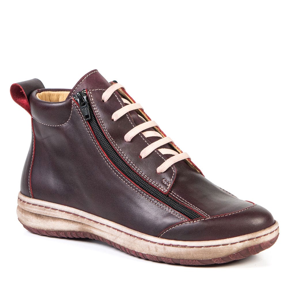 Portofino Women's Dual Zip Sneaker Boots- Burdeo