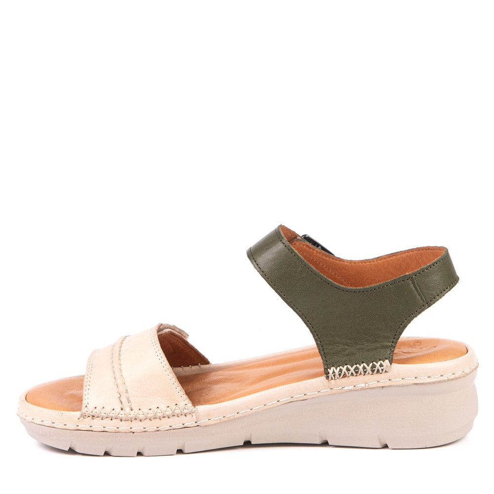 Portofino Women's Emilia Wedge Sandals- Off White/ Green - Image 2