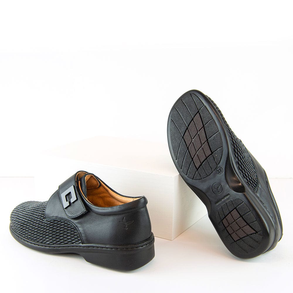 Portofino Women's Velcro Elasticizzat Loafers- Black - Image 3