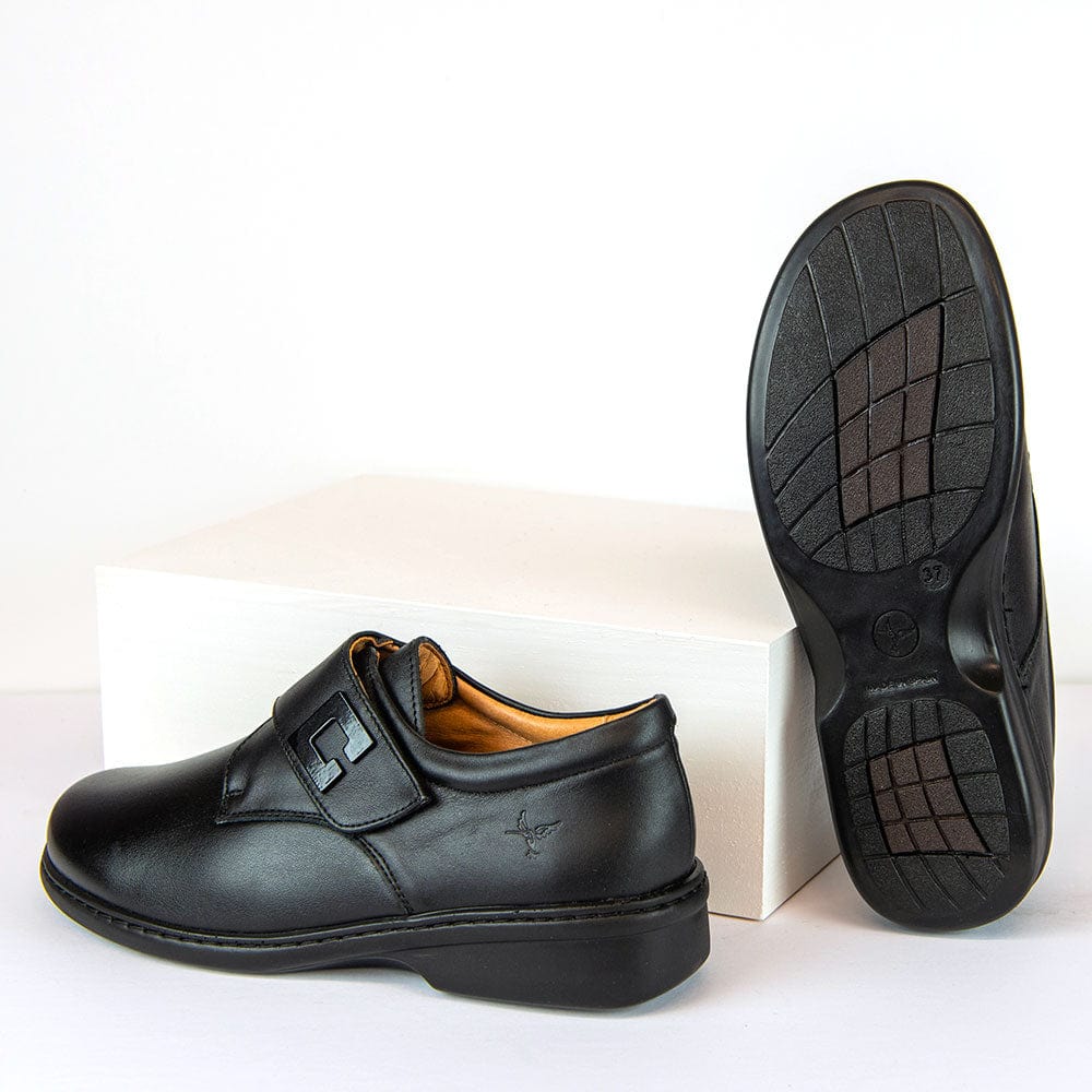 Portofino Women's Velcro Stretch Dress Shoes- Nero - Image 3