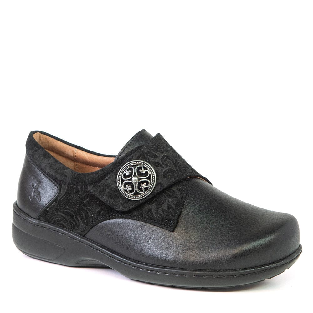 Portofino Women's Velcro Stretch Dress Shoes- Nero