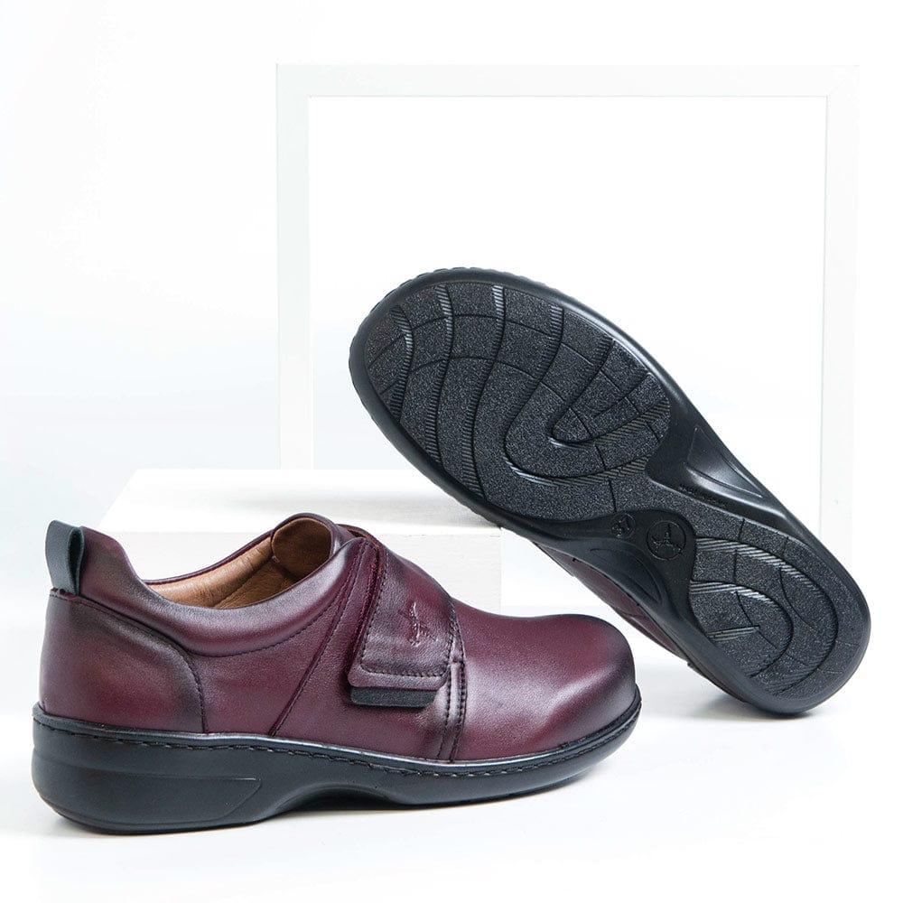 Portofino Women's Velcro Stretch Loafers- Burgundy - Image 2