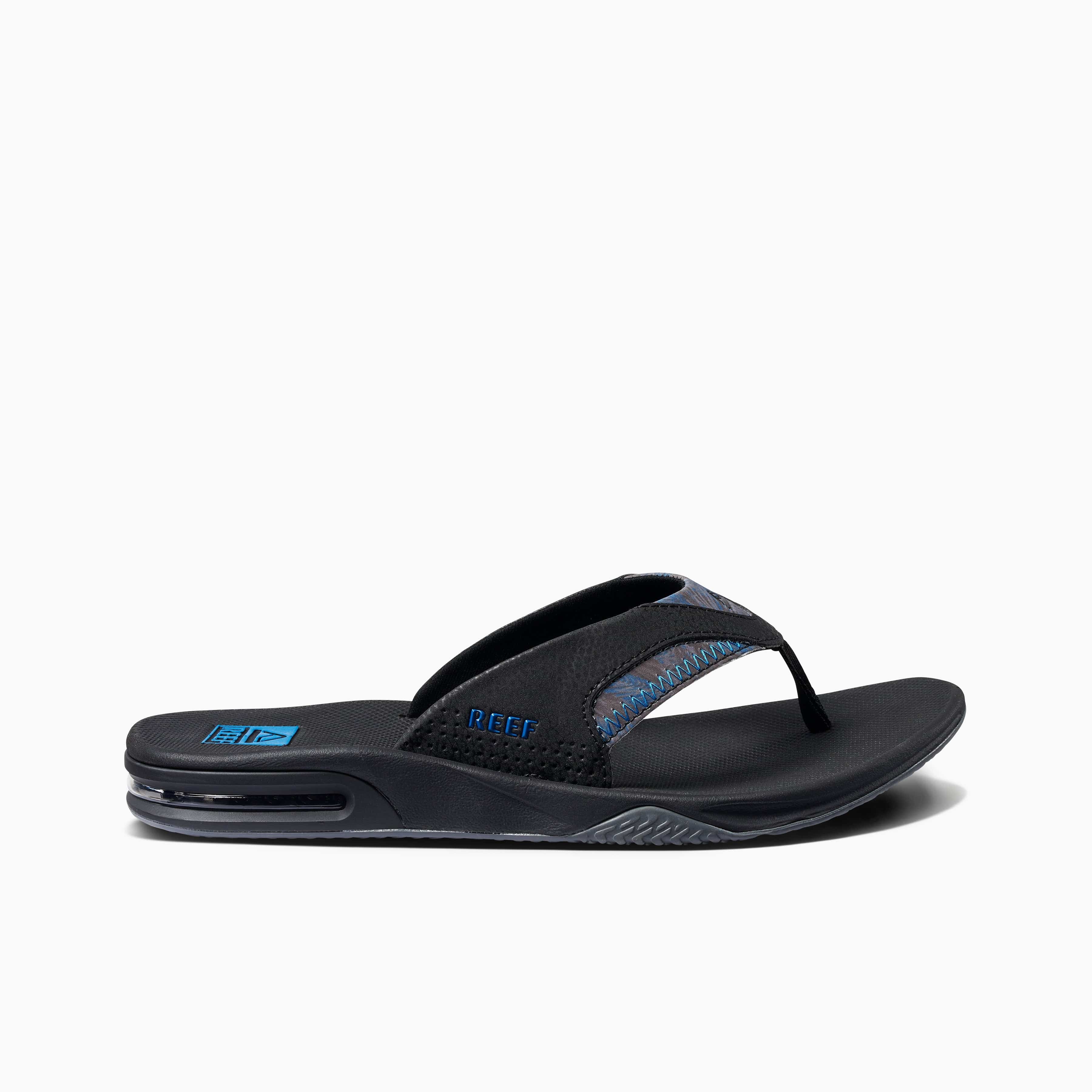 Reef Men's Fanning Flips- Black/ Pool Palm