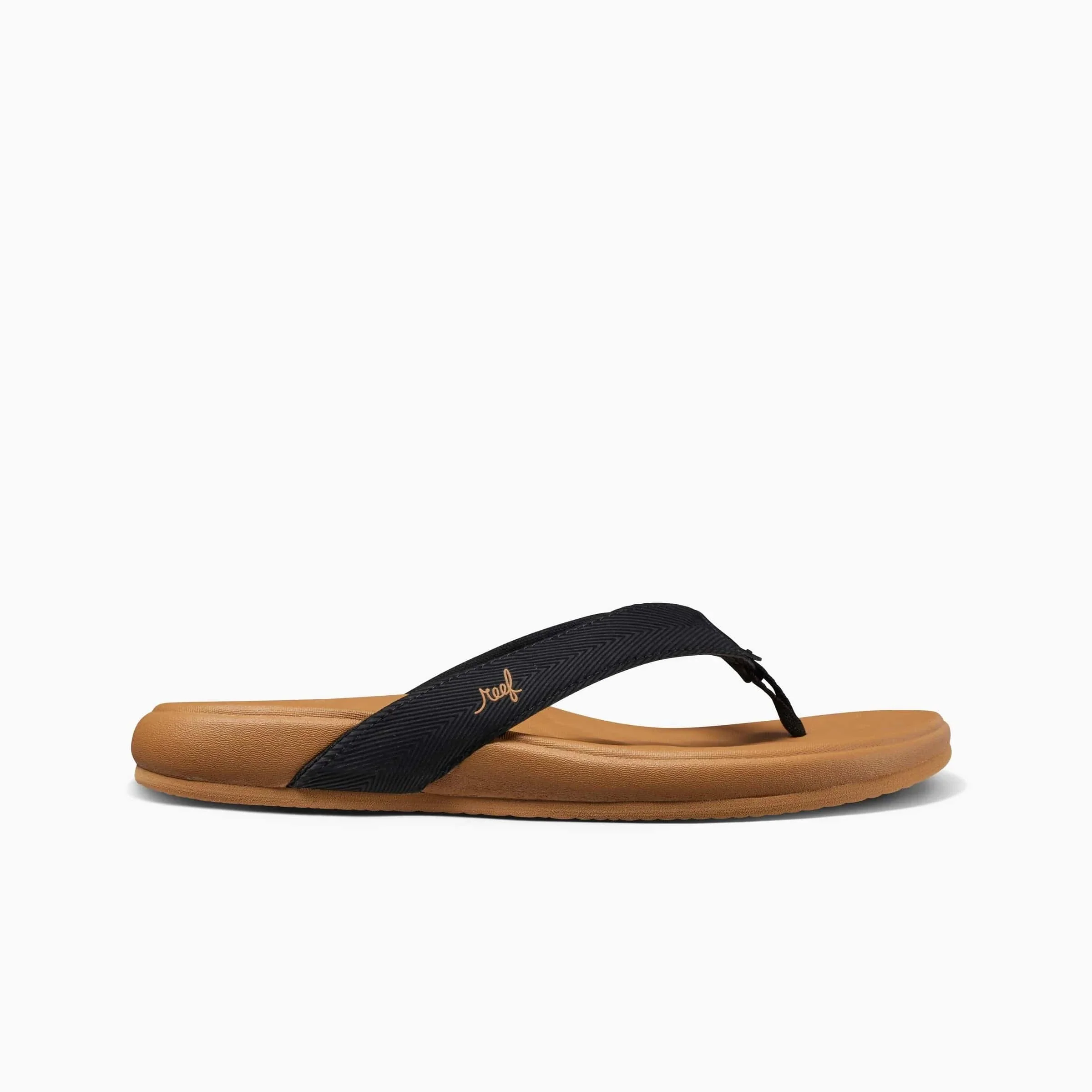 Reef Women's Cushion Harmony Flips- Black/ Tan
