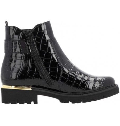 Remonte Women's D8684-03 Short Chelsea Boots- Black Patent - Image 2