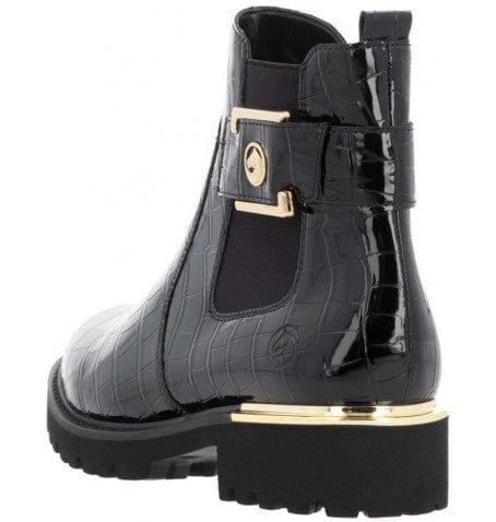 Remonte Women's D8684-03 Short Chelsea Boots- Black Patent - Image 3