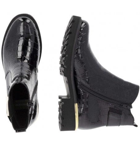 Remonte Women's D8684-03 Short Chelsea Boots- Black Patent - Image 4