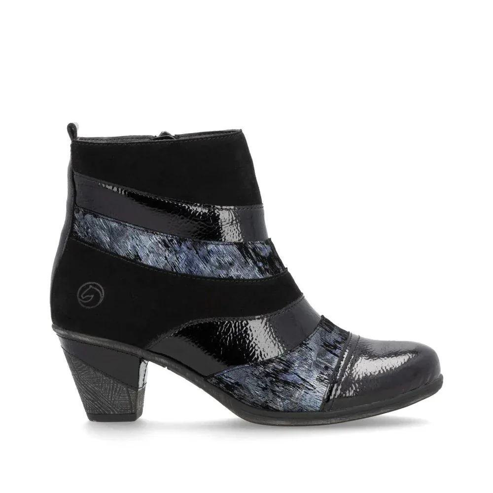 Remonte Women's D8798-03 Short Heeled Booties- Black Combi