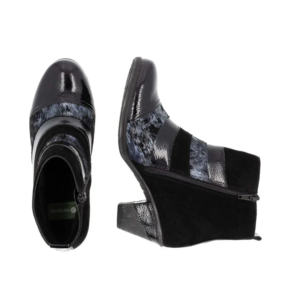 Remonte Women's D8798-03 Short Heeled Booties- Black Combi - Image 10
