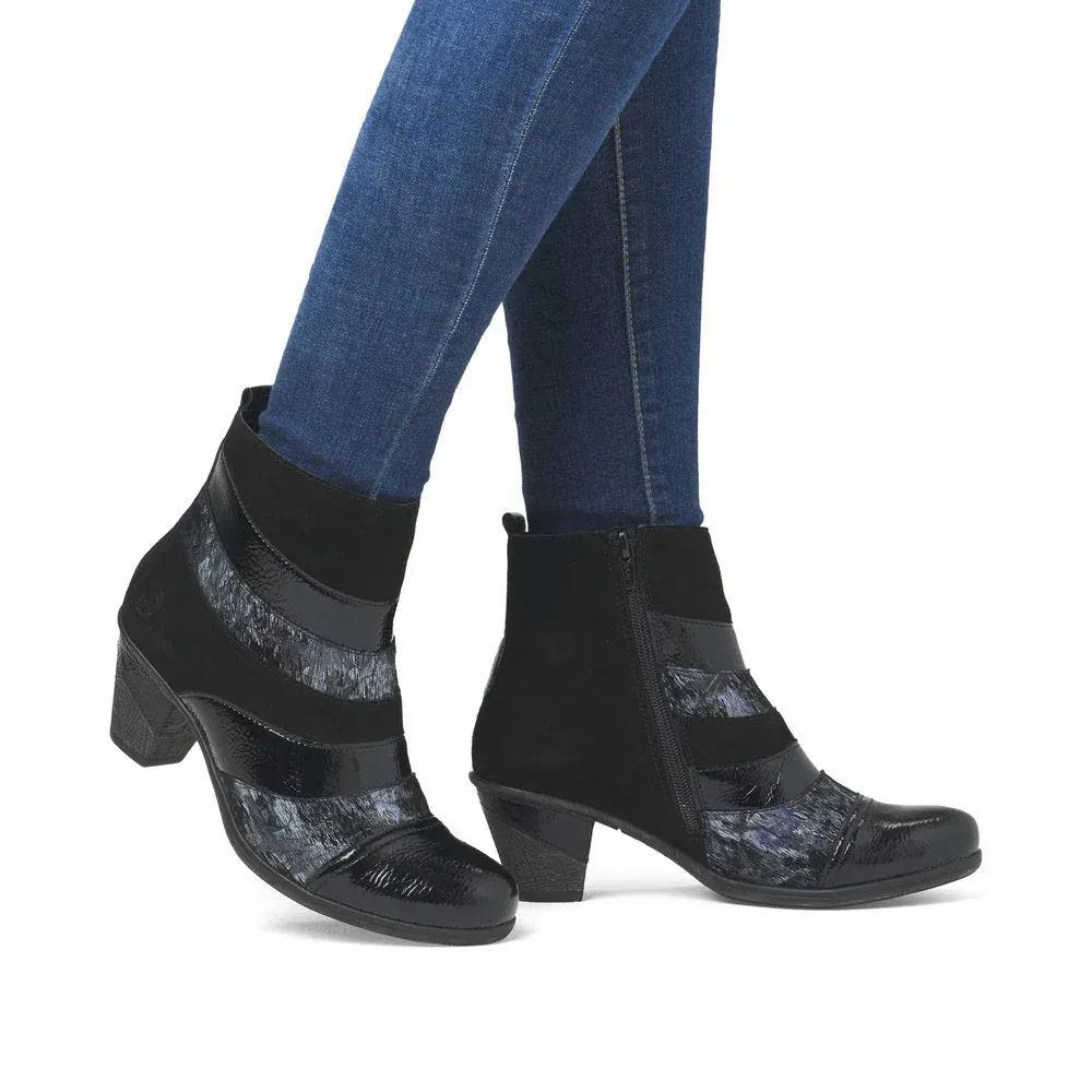 Remonte Women's D8798-03 Short Heeled Booties- Black Combi - Image 11