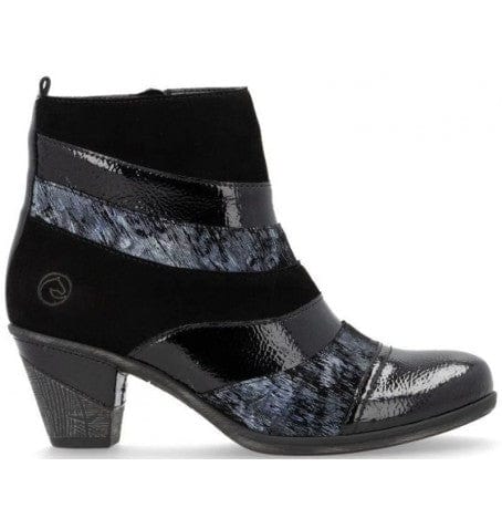 Remonte Women's D8798-03 Short Heeled Booties- Black Combi - Image 12