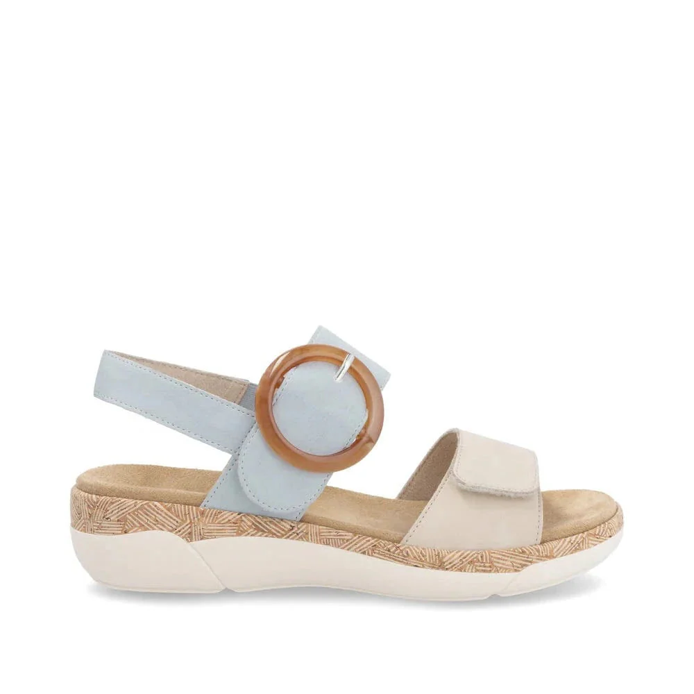 Remonte Women's R6853-12 Adjustable Sandals- Beige/ Blue