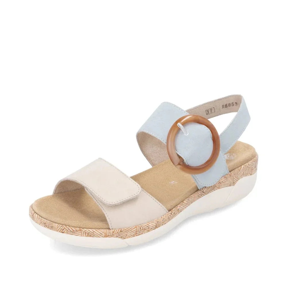 Remonte Women's R6853-12 Adjustable Sandals- Beige/ Blue - Image 2