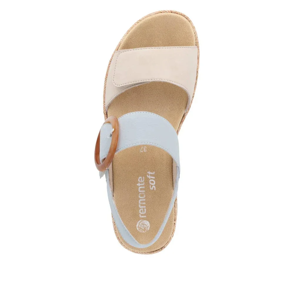 Remonte Women's R6853-12 Adjustable Sandals- Beige/ Blue - Image 3