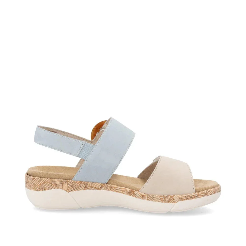 Remonte Women's R6853-12 Adjustable Sandals- Beige/ Blue - Image 4