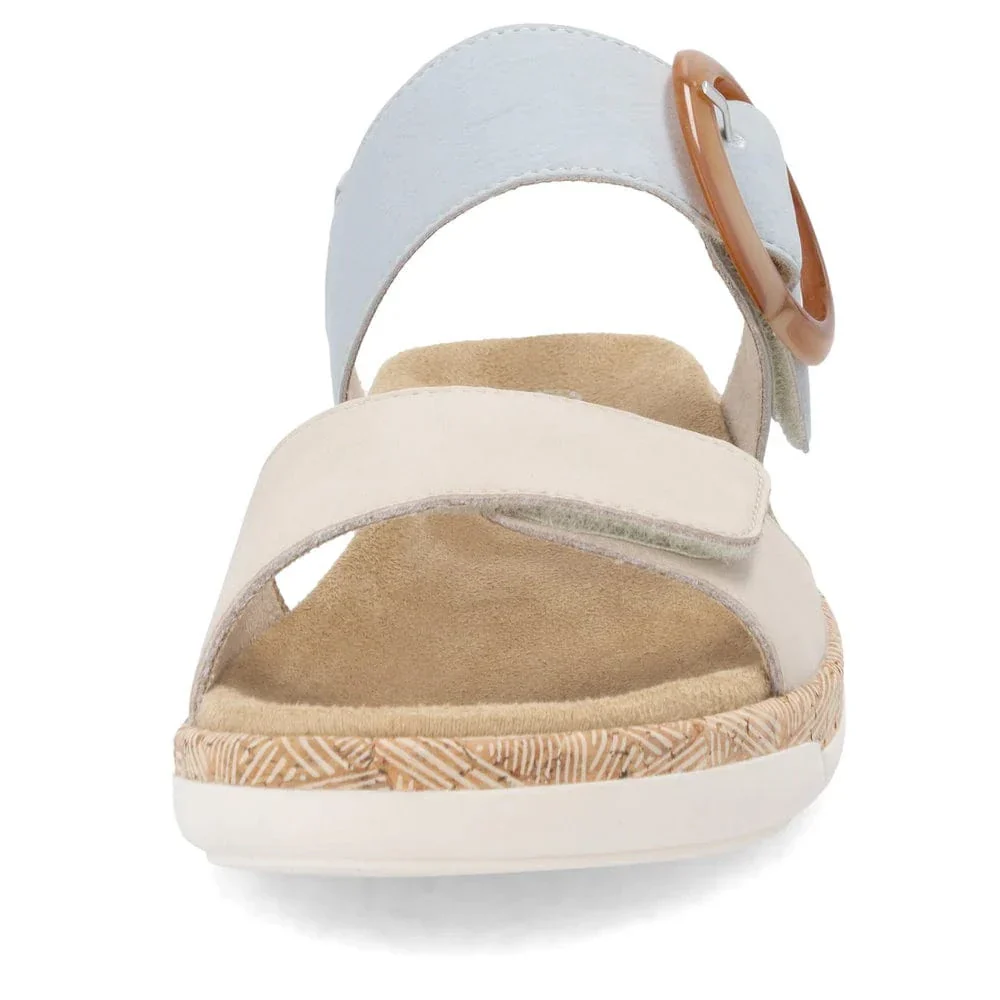 Remonte Women's R6853-12 Adjustable Sandals- Beige/ Blue - Image 5