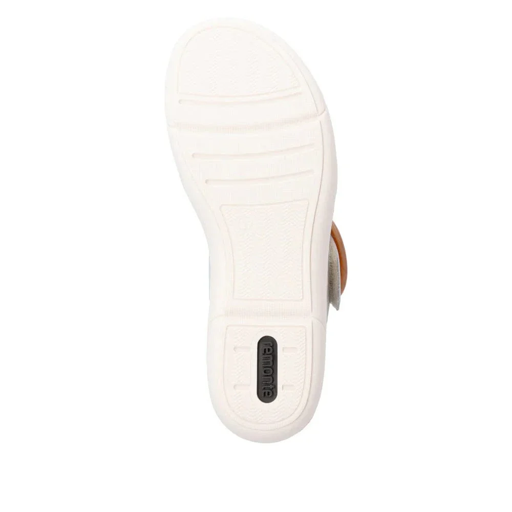 Remonte Women's R6853-12 Adjustable Sandals- Beige/ Blue - Image 7