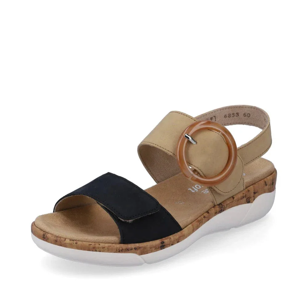 Remonte Women's R6853-60 Adjustable Sandals- Beige Combi - Image 2
