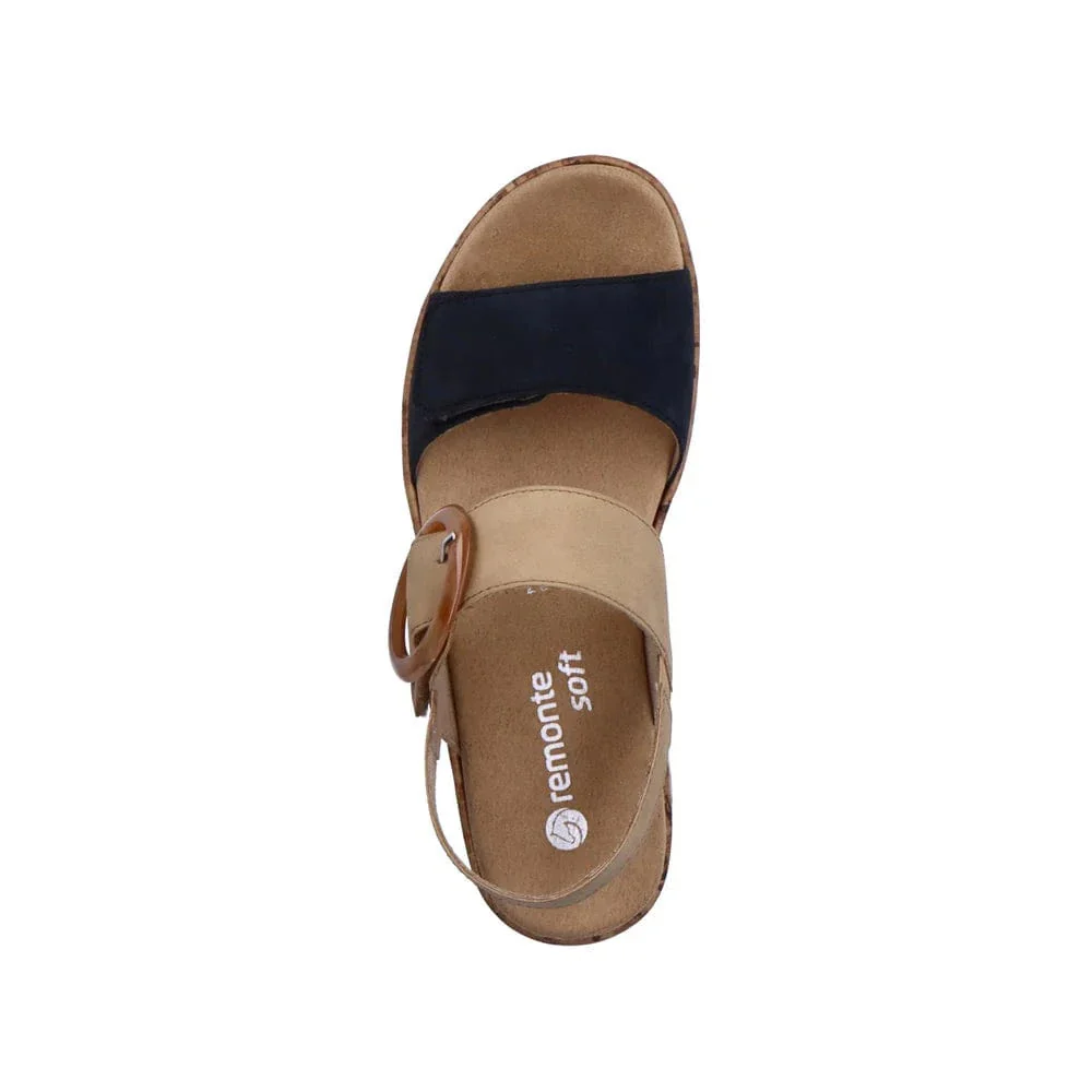 Remonte Women's R6853-60 Adjustable Sandals- Beige Combi - Image 3