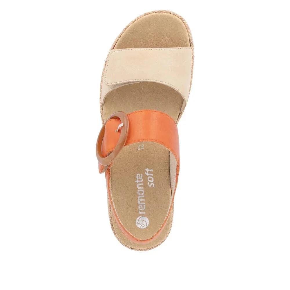 Remonte Women's R6853-39 Adjustable Sandals- Orange - Image 6