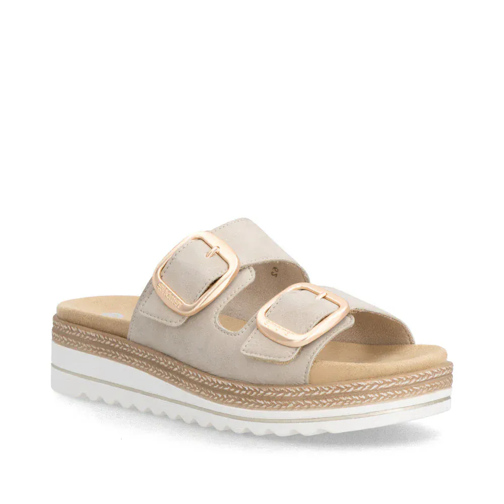 Remonte Women's D0Q66-62 Wedge Slides- Beige - Image 2
