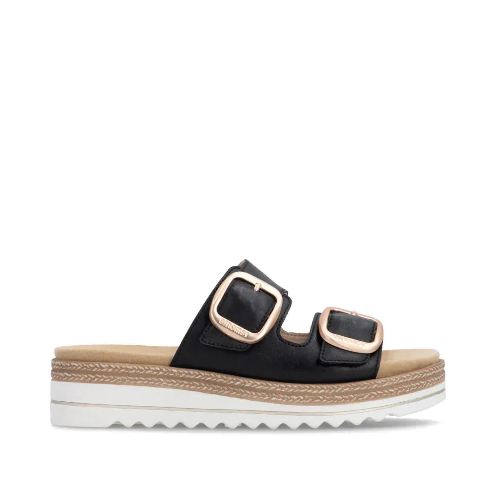 Remonte Women's D0Q66-00 Wedge Slides- Black