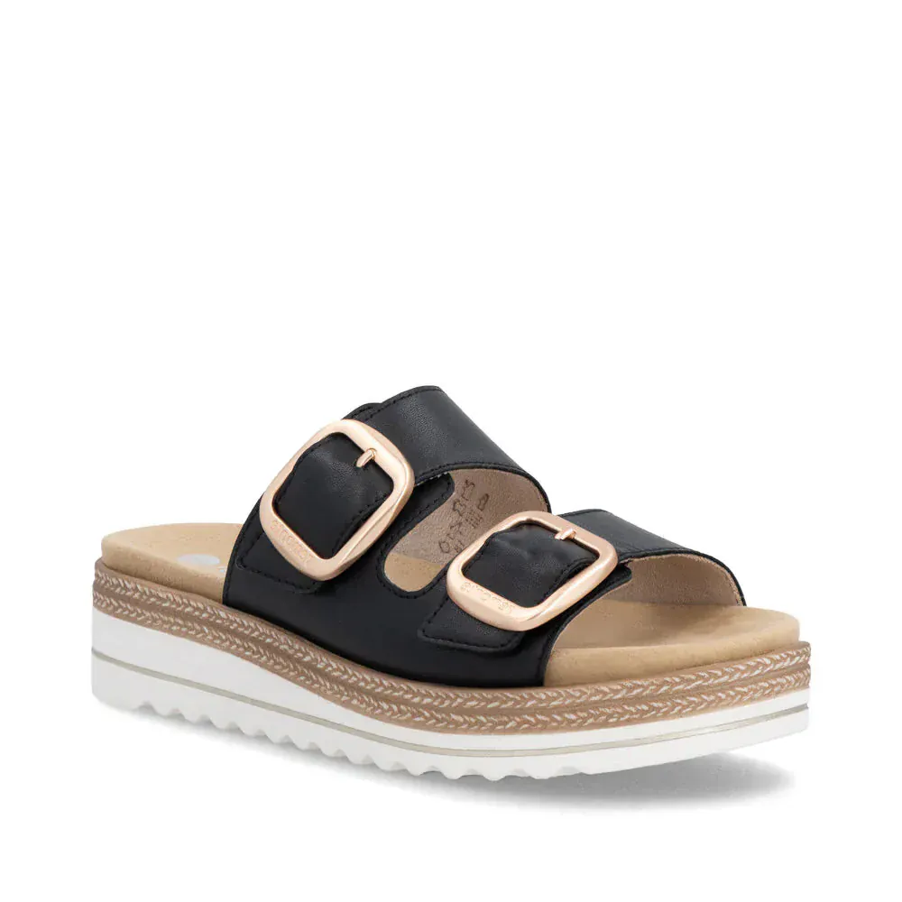 Remonte Women's D0Q66-00 Wedge Slides- Black - Image 2