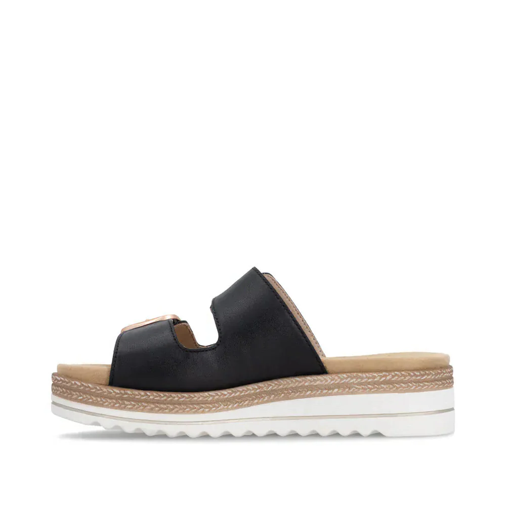 Remonte Women's D0Q66-00 Wedge Slides- Black - Image 3