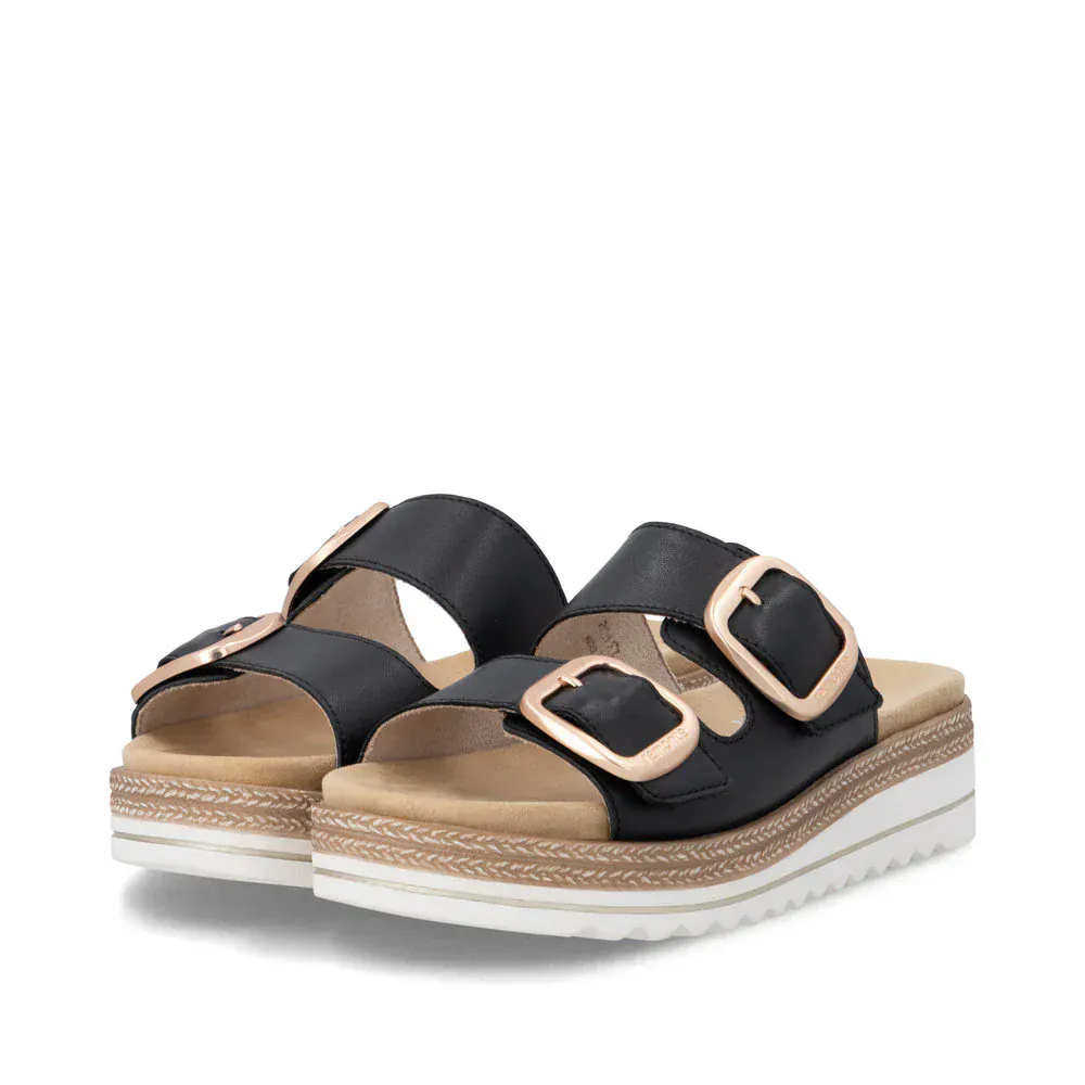 Remonte Women's D0Q66-00 Wedge Slides- Black - Image 4