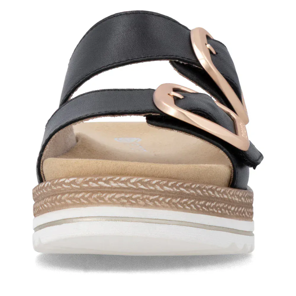 Remonte Women's D0Q66-00 Wedge Slides- Black - Image 6