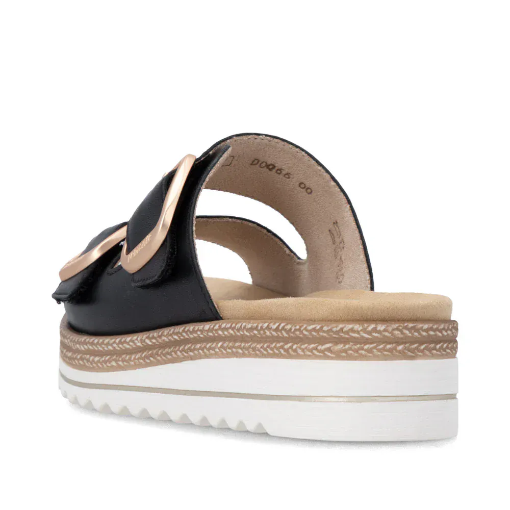 Remonte Women's D0Q66-00 Wedge Slides- Black - Image 7