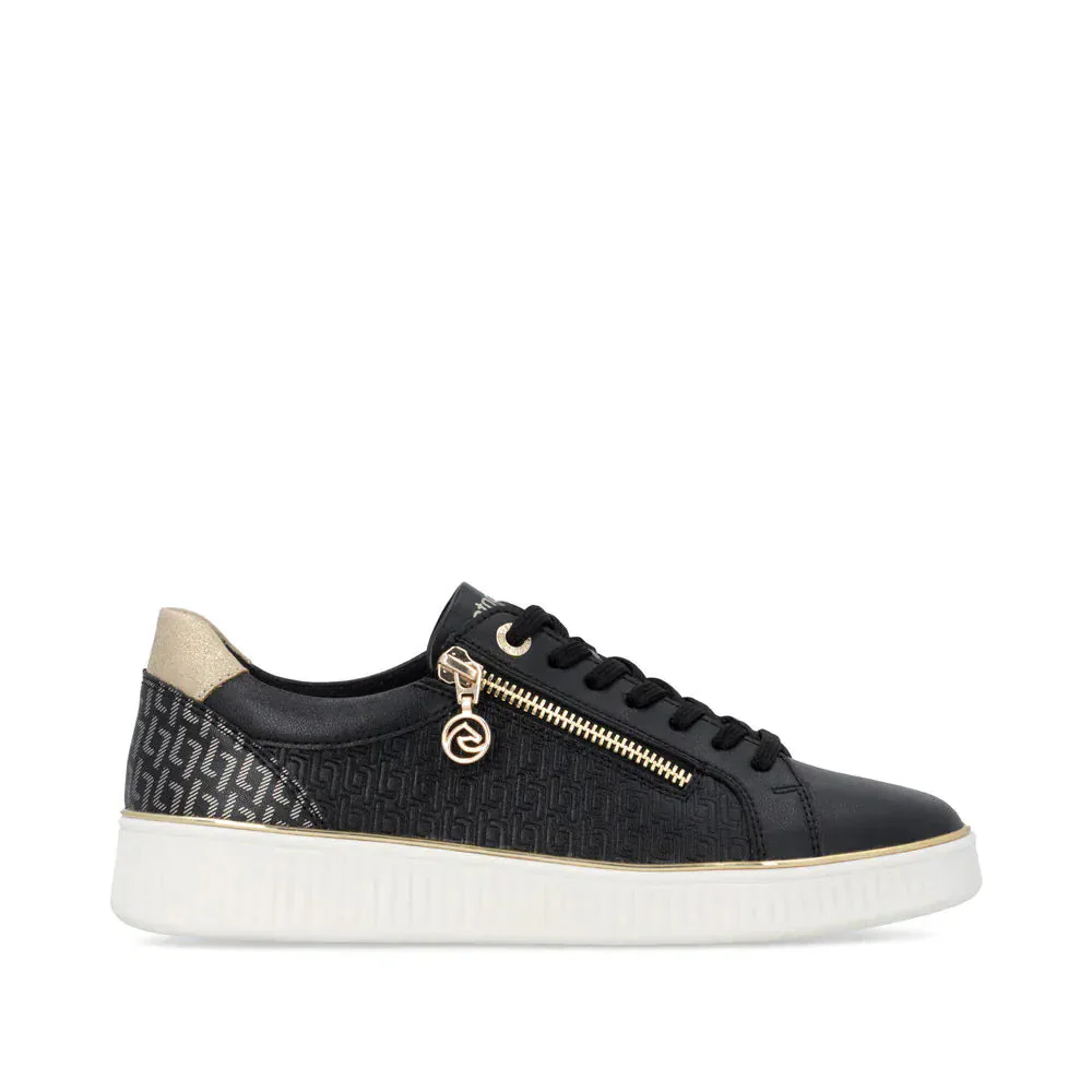Remonte Women's D2E00-04 Zip & Lace Sneakers- Black Combi