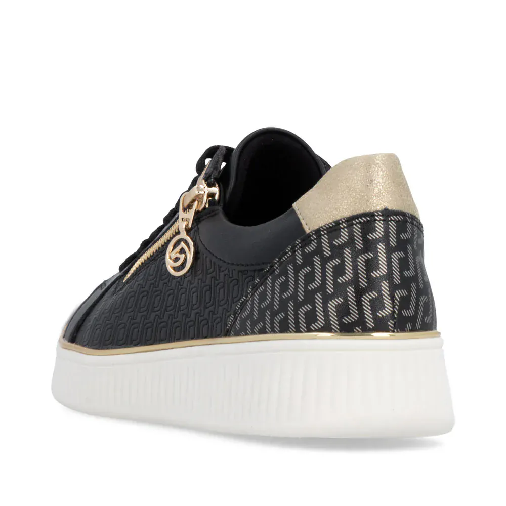 Remonte Women's D2E00-04 Zip & Lace Sneakers- Black Combi - Image 6