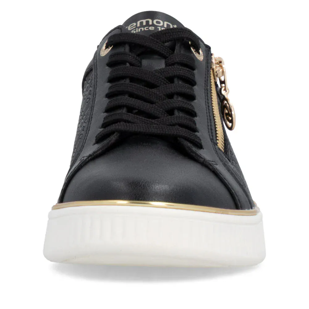 Remonte Women's D2E00-04 Zip & Lace Sneakers- Black Combi - Image 7